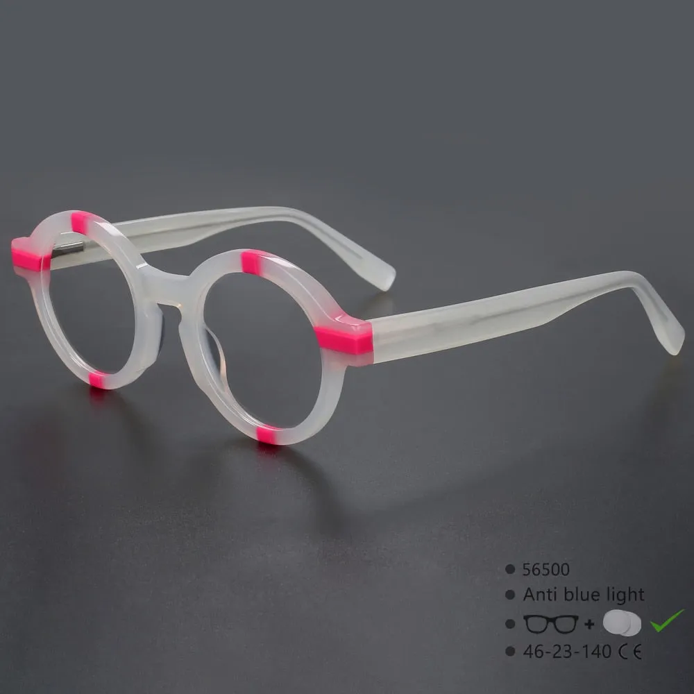CCspace Unisex Full Rim Round Acetate Eyeglasses 56500